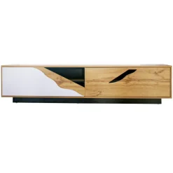 Mobile TV in legno design (180 x 40 cm) Florida Bianco, nero e naturale