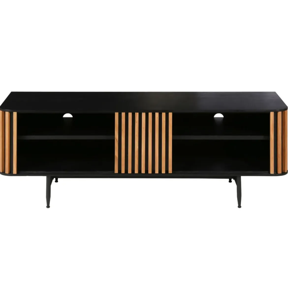 Mobile TV 4 nicchie in rovere massiccio (130 x 43 cm) Rytm Nero