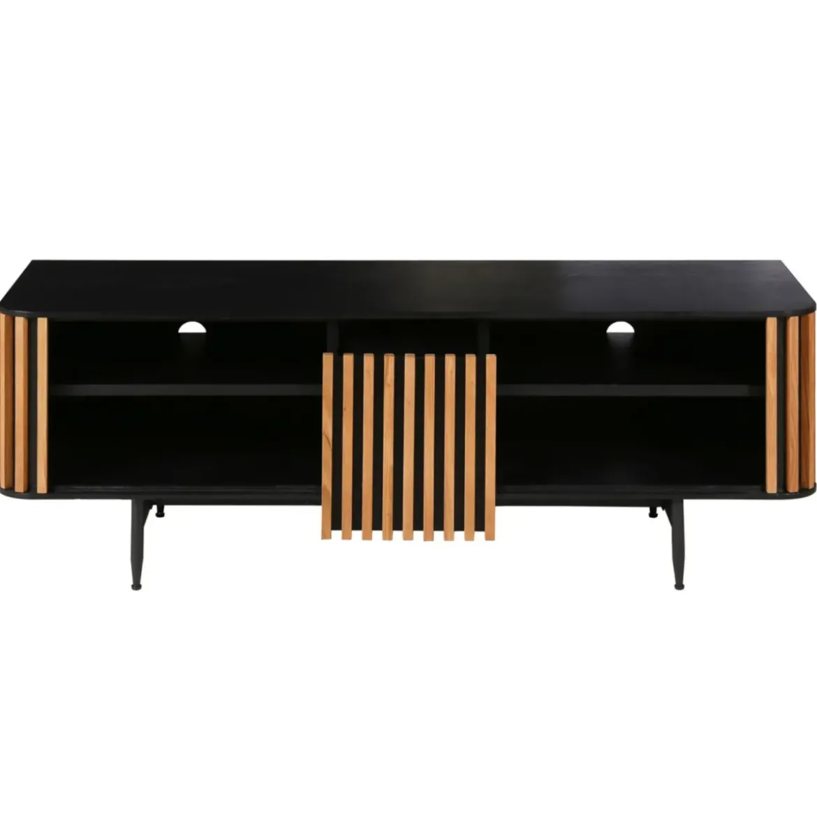 Mobile TV 4 nicchie in rovere massiccio (130 x 43 cm) Rytm Nero