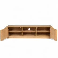 Mobile TV 2 scomparti 2 ante in rovere massiccio (180 x 45 cm) Altos Naturale