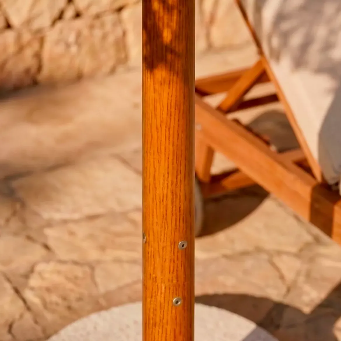 Ombrellone da giardino rotondo con frange (D2 m) Isy Pizzo Beige