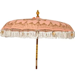 Ombrellone da giardino rotondo con frange (D2 m) Jaipur Beige rosato e dorato