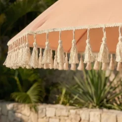 Ombrellone da giardino rotondo con frange (D2.5 m) Mexico Rosa pesca