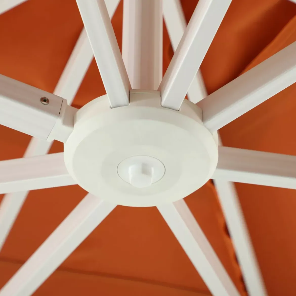 Ombrellone decentrato quadrato in alluminio con base (3 x 3 m) Elyra Bianco e Terracotta