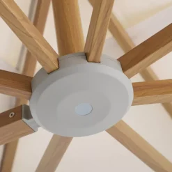 Ombrellone decentrato quadrato in alluminio con base (3 x 3 m) Elyra effetto legno e Beige