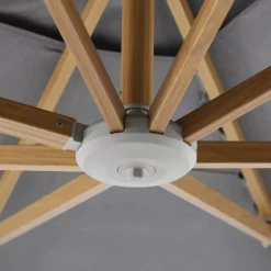 Ombrellone decentrato quadrato in alluminio con base (3 x 3 m) Elyra effetto legno e Grigio
