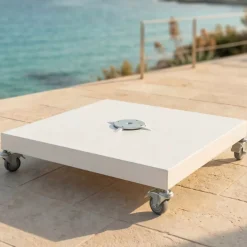 Ombrellone decentrato quadrato in alluminio con base (3 x 3 m) Elyra Bianco e Grigio