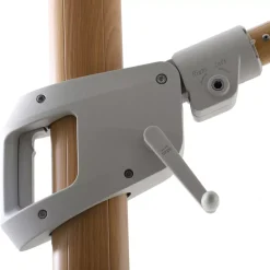 Ombrellone decentrato quadrato in alluminio con base (3 x 3 m) Elyra effetto legno e Beige