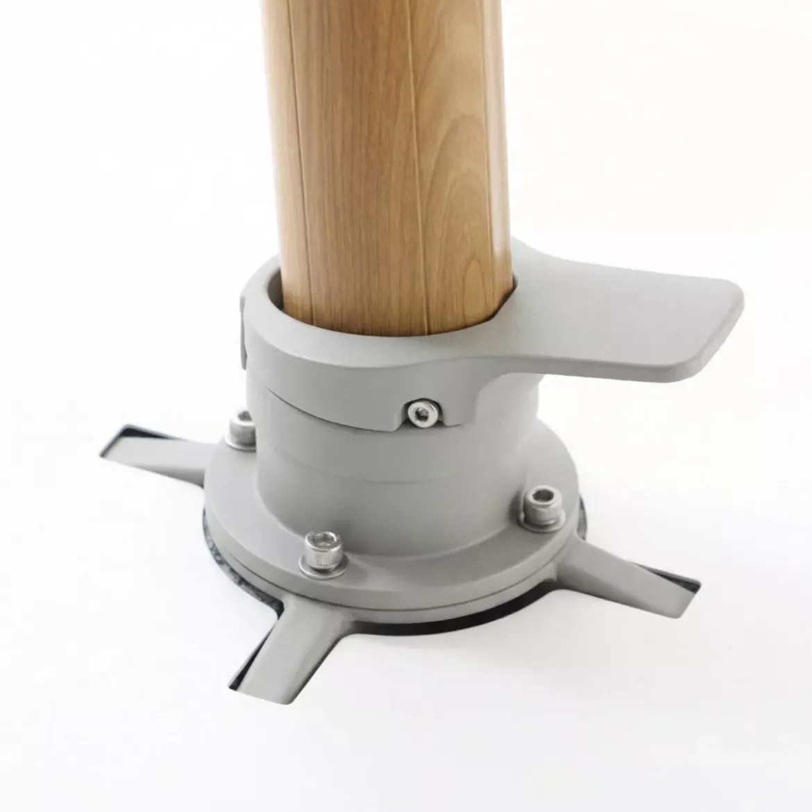 Ombrellone decentrato rettangolare in alluminio con base (3 x 4 m) Elyra effetto legno e Verde oliva