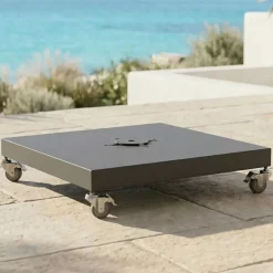 Ombrellone decentrato rettangolare in alluminio con base (3 x 4 m) Elyra Antracite e Beige