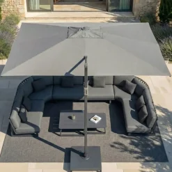 Ombrellone decentrato rettangolare in alluminio con base (3 x 4 m) Elyra Antracite e Grigio