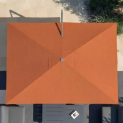 Ombrellone decentrato rettangolare in alluminio con base (3 x 4 m) Elyra Metallico lucido e Terracotta