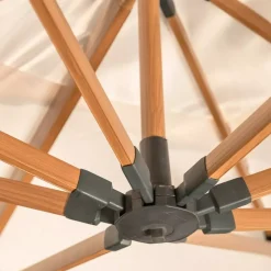 Ombrellone decentrato rettangolare alluminio Yucatan (4 x 3 m) effetto Legno e bianco