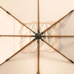 Ombrellone decentrato rettangolare alluminio Yucatan (4 x 3 m) effetto Legno e bianco