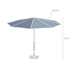 Ombrellone rotondo alluminio (D3,5 m) Yucatan effetto Legno e bianco