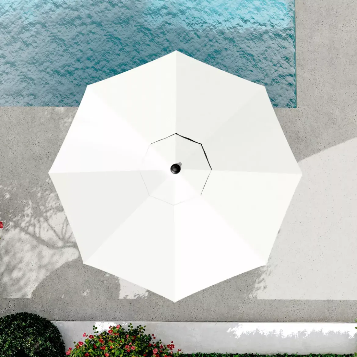 Ombrellone rotondo alluminio (D3,5 m) Yucatan effetto Legno e bianco