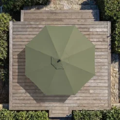 Ombrellone rotondo in alluminio (D3,3 m) Elyra Antracite e Verde cachi