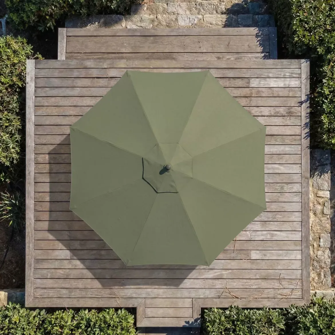 Ombrellone rotondo in alluminio (D3,3 m) Elyra Antracite e Verde cachi
