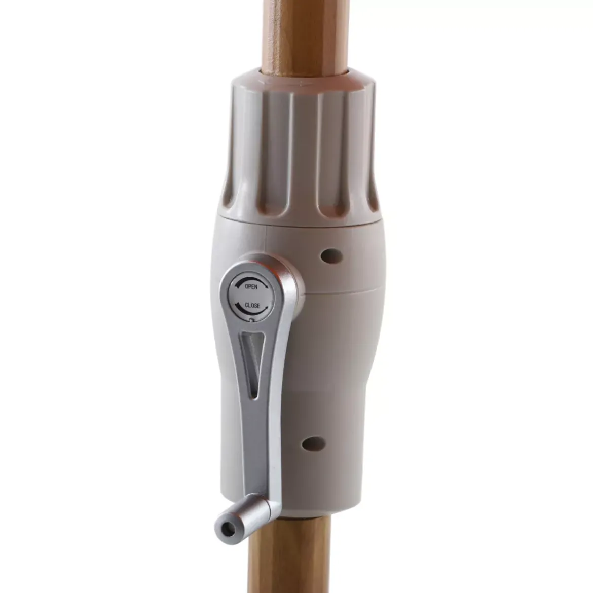 Ombrellone rotondo in alluminio (D3,3 m) Elyra effetto legno e Bianco