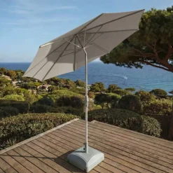 Ombrellone rotondo in alluminio (D3,3 m) Elyra Metallizzato brillante e Grigio