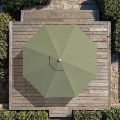 Ombrellone rotondo in alluminio (D3,3 m) Elyra Metallizzato brillante e Verde oliva