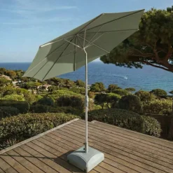 Ombrellone rotondo in alluminio (D3,3 m) Elyra Metallizzato brillante e Verde oliva