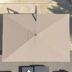 Ombrellone sbalzato rettangolare in alluminio con base (3 x 4 m) Elyra Antracite e Tortora