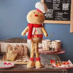 Omino di pan di zenzero in piedi (H57 cm) Camille sciarpa Rossa