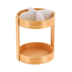 Organizzatore da bagno girevole in bambù Naturo Bianco