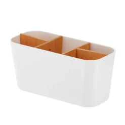 Organizzatore per bagno 5 scomparti in bambù Naturo Bianco