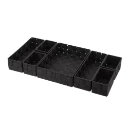 Organizzatore per cassetto bagno 7 cesti intrecciati Oro Nero