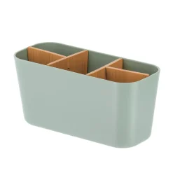 Organizzatore per il bagno 5 scomparti in bambù Naturo Verde salvia
