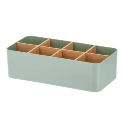 Organizzatore per il bagno 8 scomparti in bambù Naturo Verde salvia