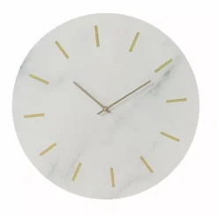 Orologio da parete in legno (D51 cm) Marmo Bianco