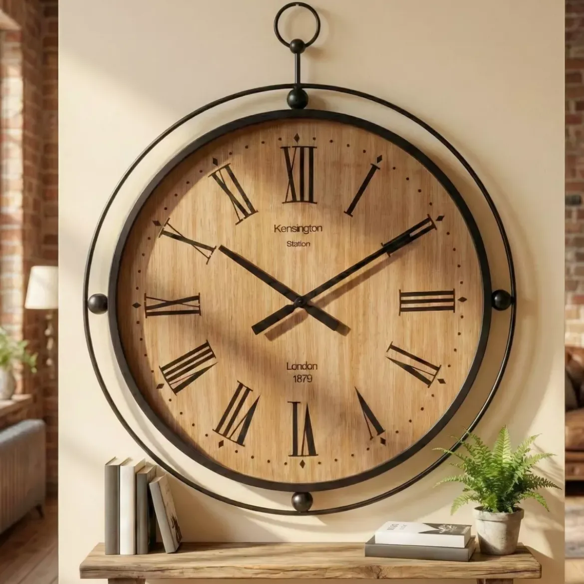 Orologio da parete in metallo (85 cm) Benito Nero