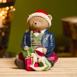 Orso decorativo natalizio (H16 cm) Leo e i suoi regali Multicolore