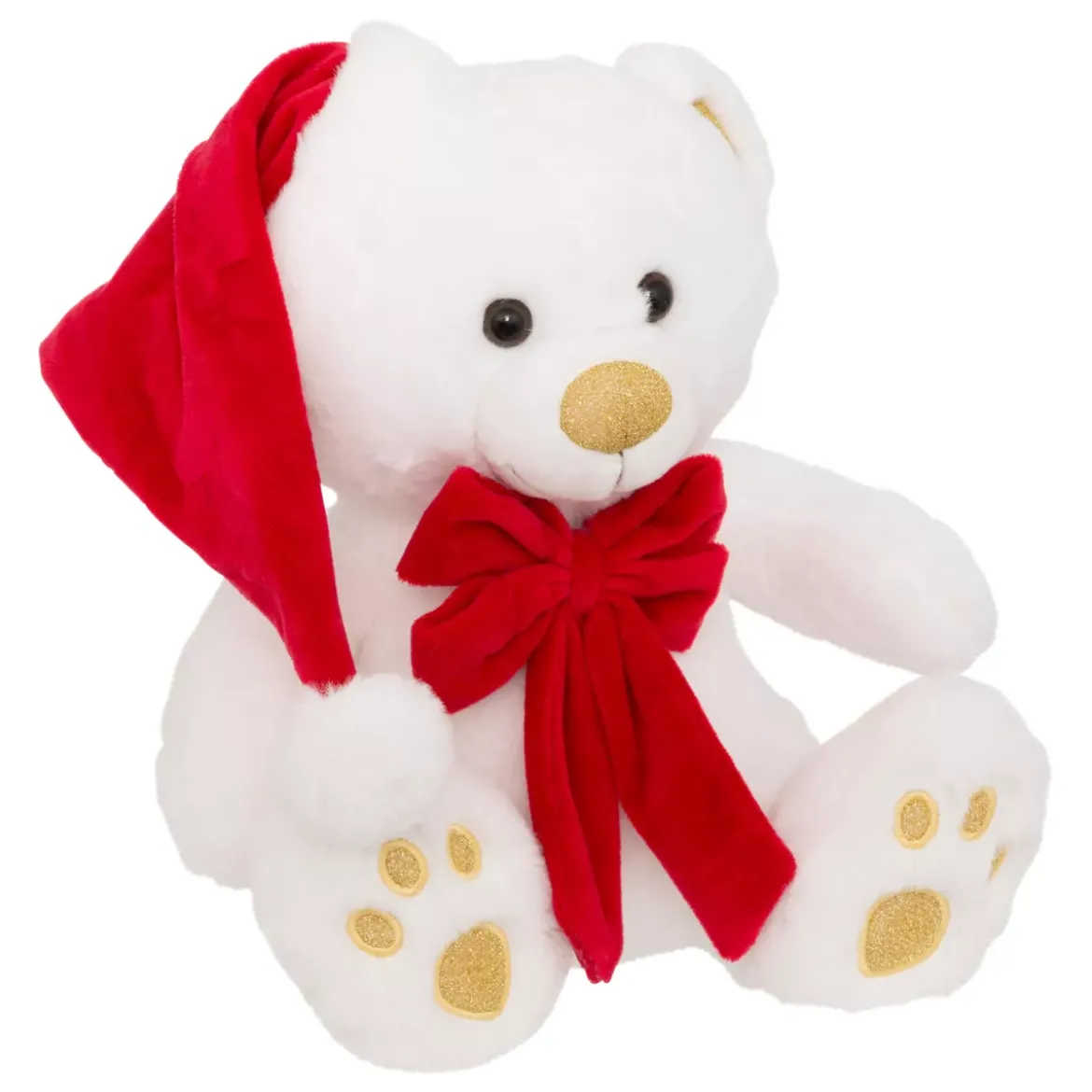 Orso di peluche (H34 cm) Jules e Fiocco in velluto Bianco e rosso