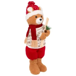 Orso peluche in piedi (H50 cm) Piccolo Sciatore Rosso
