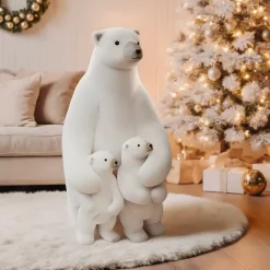 Orso polare in famiglia (H95 cm) Bianco