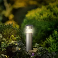 Paletto da giardino solare 8 LED 150 lumen (H30 cm) Premium Argento