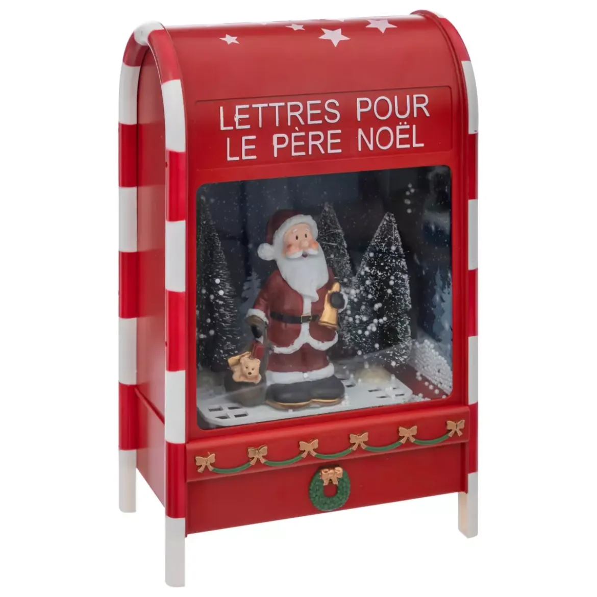 Palla di neve luminosa 12 LED (H40 cm) Casella postale di Babbo Natale