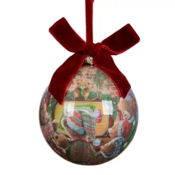 Pallina di Natale (D100 mm) Piccoli orsetti Bordeaux