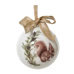 Pallina di Natale (D100 mm) Scoiattolo selvaggio e fiocco Naturale