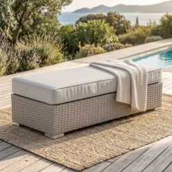 Panca in resina intrecciata 2 posti Palma Grigio