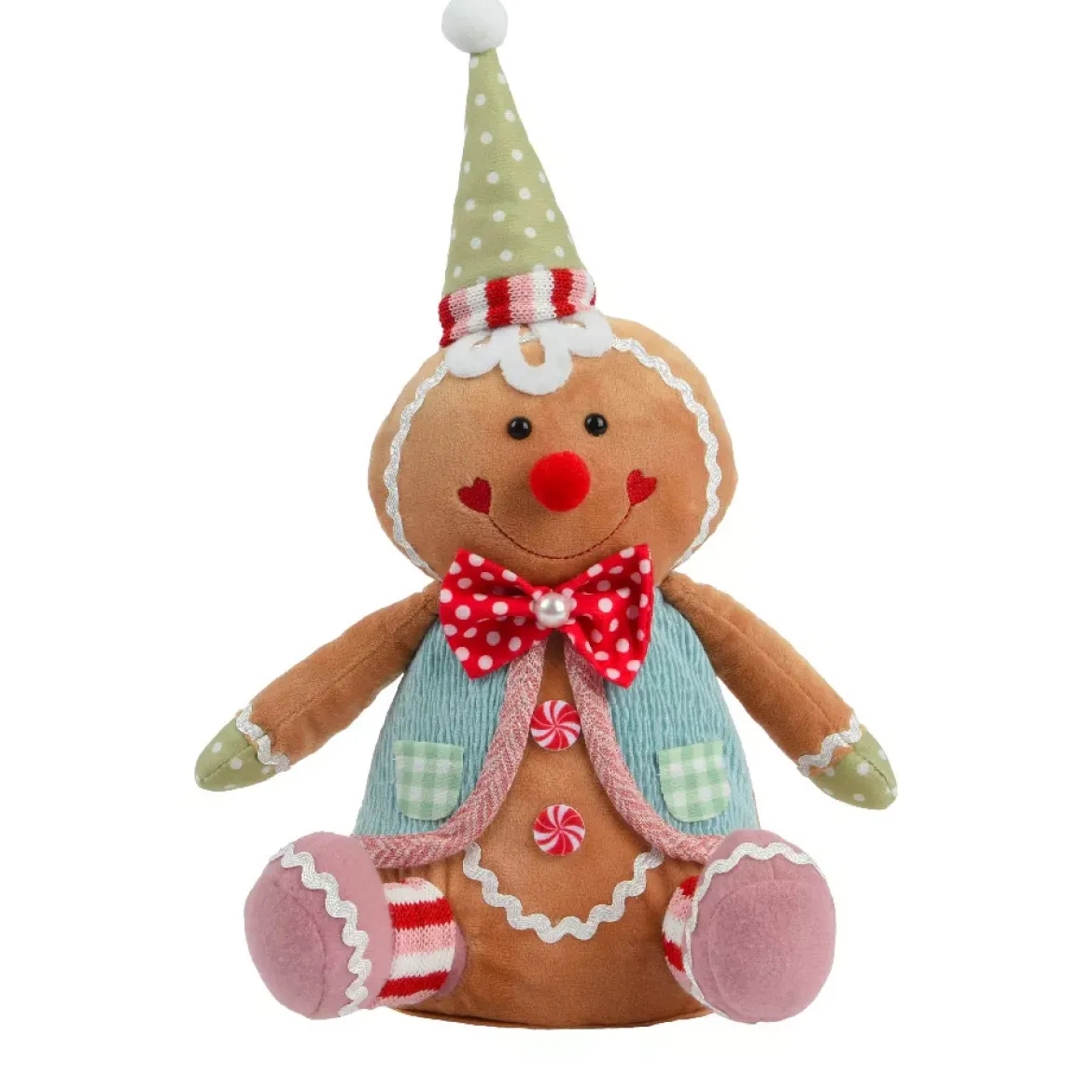 Pan di zenzero decorativo seduto (H40 cm) Johnny il Clown Multicolore