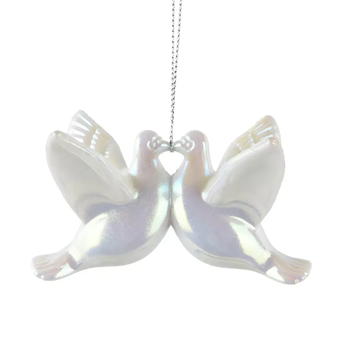 Pendente di Natale (H6 cm) Uccello delle nevi Bianco perlato