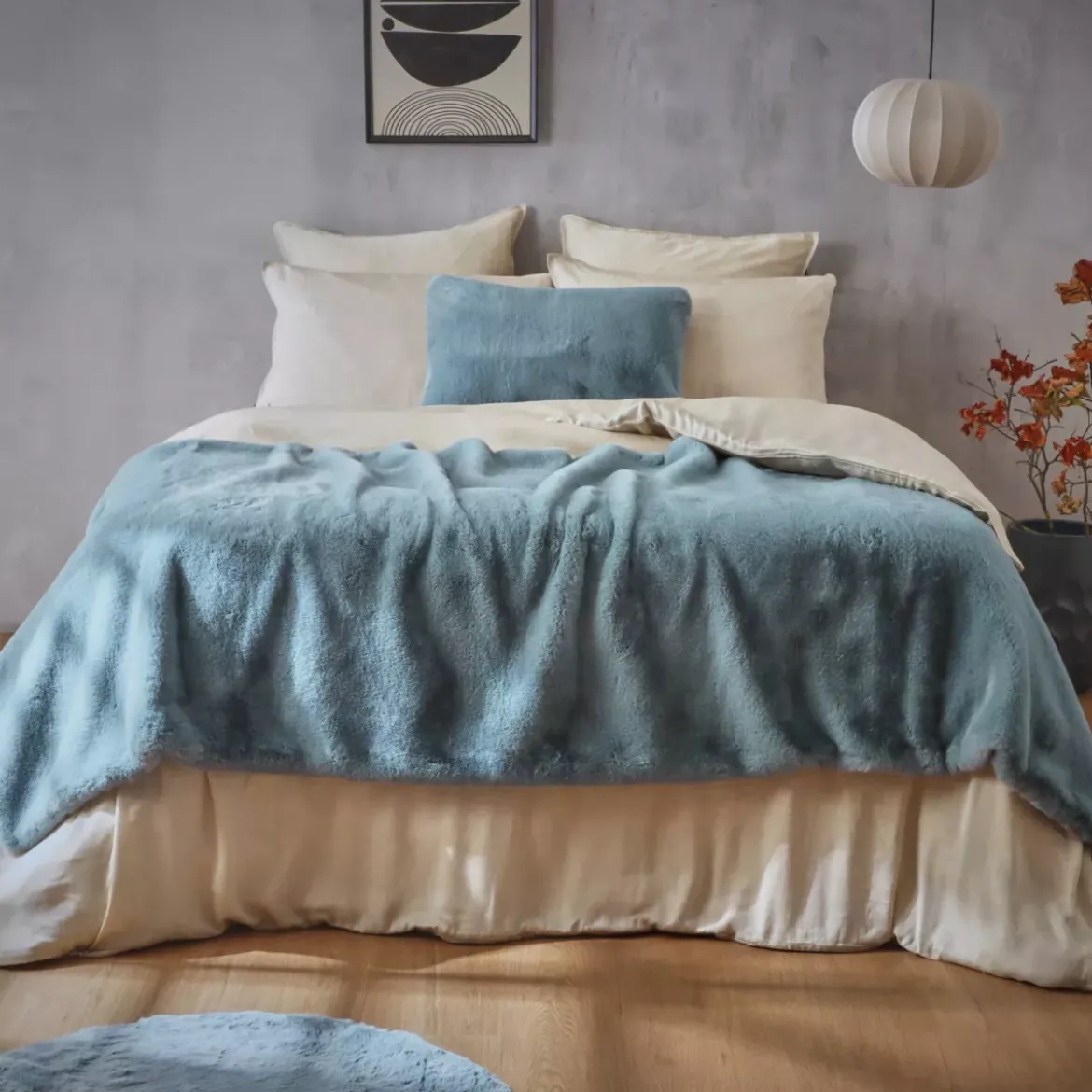 Piumone in finta pelliccia (90 x 220 cm) Finn Blu