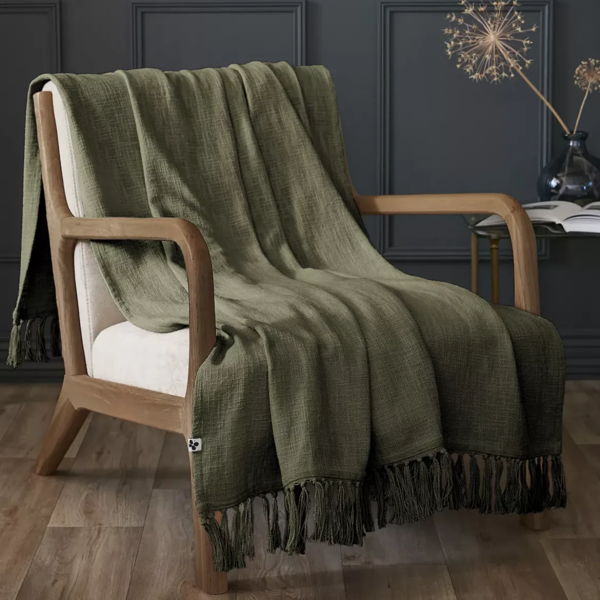 Plaid cotone (130 x 160 cm) Sixtine Verde rosmarino