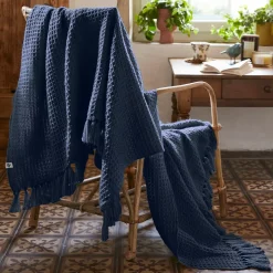 Plaid divano materiale riciclato (130 x 160 cm) Gabin Blu notte