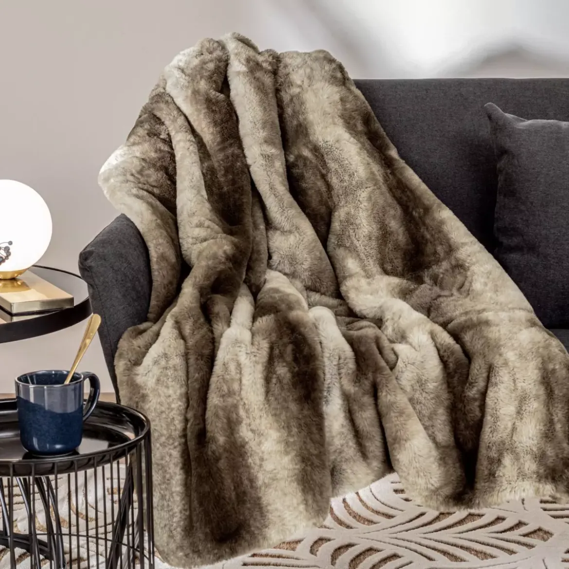 Plaid ecopelliccia (160 cm) Grizzly Beige